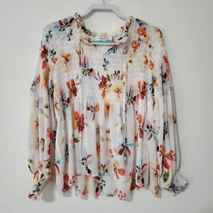 Blusa túnica transparente con volantes ahumados rosa + oliva para mujer romántica floral talla M - Imagen 1 de 7