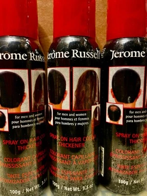 JEROME RUSSELL JET/BLACK SPRAY ON  HAIR COLOR THICKENER 3.5 OZ  3 CANS - Image 1 of 2