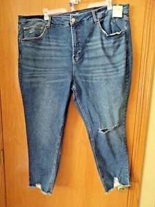 Blaue Vintage Cropped Denim Jeans ~ Damengröße 24 W ~ NEU mit Etikett ~ Med. Waschen - Bild 1 von 2