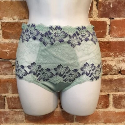 Sexy Bragas Calzoncillos Rhonda Cizalla Aqua y Azul Transparente Tinte Cruzado Encaje Pin-up Nuevas Foto 1 de 3