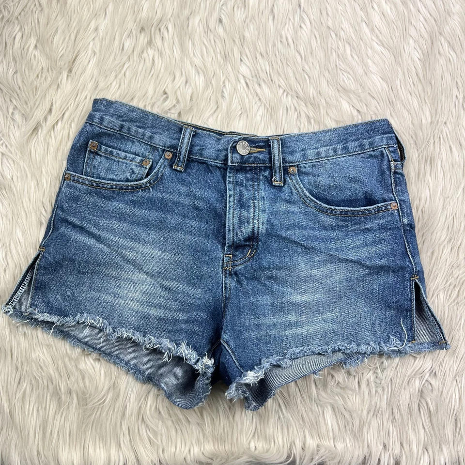Urban Outfitters BDG Para Mujer 26 Tiro Medio Ventoso Lateral Corto Dobladillo Dividido Lavado Ligero Foto 1 de 4