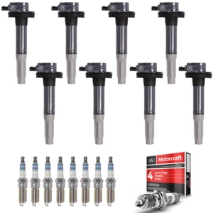 8 Ignition Coil & 8 Motorcraft Platinum Spark Plug fit Ford F-150 5.0L UF824 - Picture 1 of 6
