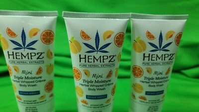 Lot of 3 HEMPZ TRAVEL SIZE MINI TRIPLE MOISTURE HERBAL WHIPPED CREME BODY WASH - Image 1 of 4