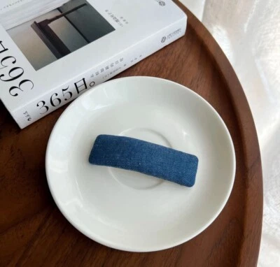 Dark Blue Solid Denim Hair clip - Image 1 of 2