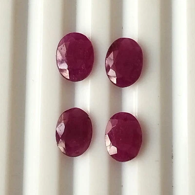 Ruby 6X8 mm Oval Cut Faceted Natural Unheated Gemstone Earth Mined 4 Pieces Lot - Image 1 of 4