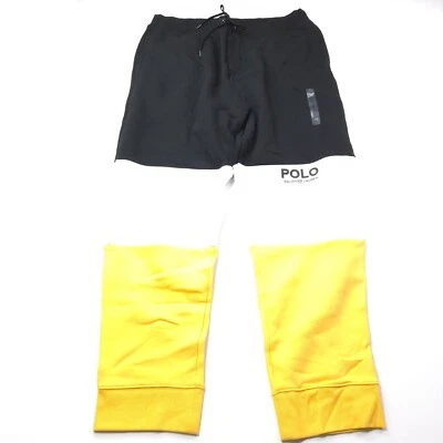NEW! POLO RALPH LAUREN SWEATPANTS -LT TALL L- BLACK WHITE YELLOW SHIELD CLASSIC - Image 1 of 4