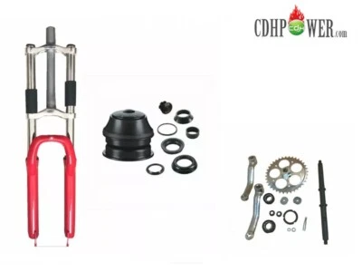 CDH Red 26" Bicycle Suspension Fork & Headset & 36T Crankset -Gas Motorized Bike - Image 1 of 4