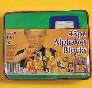 Sealed - My Kids 45pc Alphabet Wooden Blocks Item No: 8204 Carrying Case F17 - Picture 1 of 5