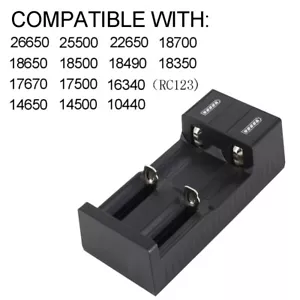 Universal 2 slot Battery USB Charger 3.7V for Batteries Li-ion 18650 26650 14500 - Picture 1 of 6