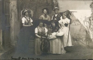 RPPC Germany Spreewald Group Photo Costume Dress 1911 Real Photo Postcard - Picture 1 of 2