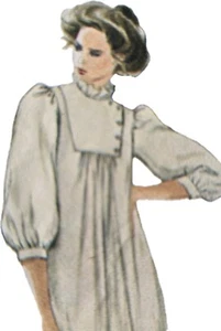 1980s Stand Ruffle Collar Puff Sleeve Smock Dress Simplicity 5553 Sewing Pattern - Picture 1 of 3