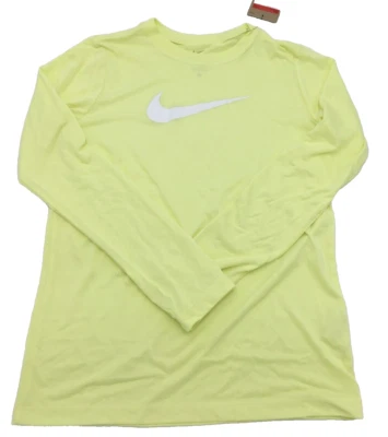 Nike Kids Long Sleeve Dri-fit T-Shirt, Neon Yellow, Large - Image 1 of 2