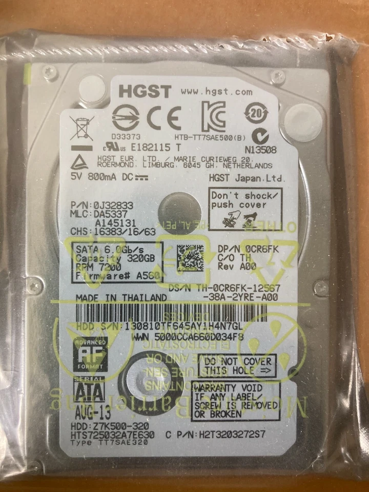 Brand NEW 320GB 7200 RPM HGST THIN 2.5" INTERNAL HARD DRIVE HTS725032A7E630 - Image 1 of 1