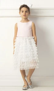 ❤️ Princess Birthday 7/8 NEW Mama Luma Pink Ivory Lace Ruffles Girls Dress ❤️ - Picture 1 of 3