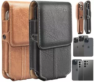 Double Layer Vertical Leather Phone Pouch with Belt Clip - Stylish & Functional - Bild 1 von 13