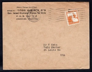 PALESTINE British Mandate Jerusalem 1945 Cover to USA, Israel Girls Orphanage - Picture 1 of 2