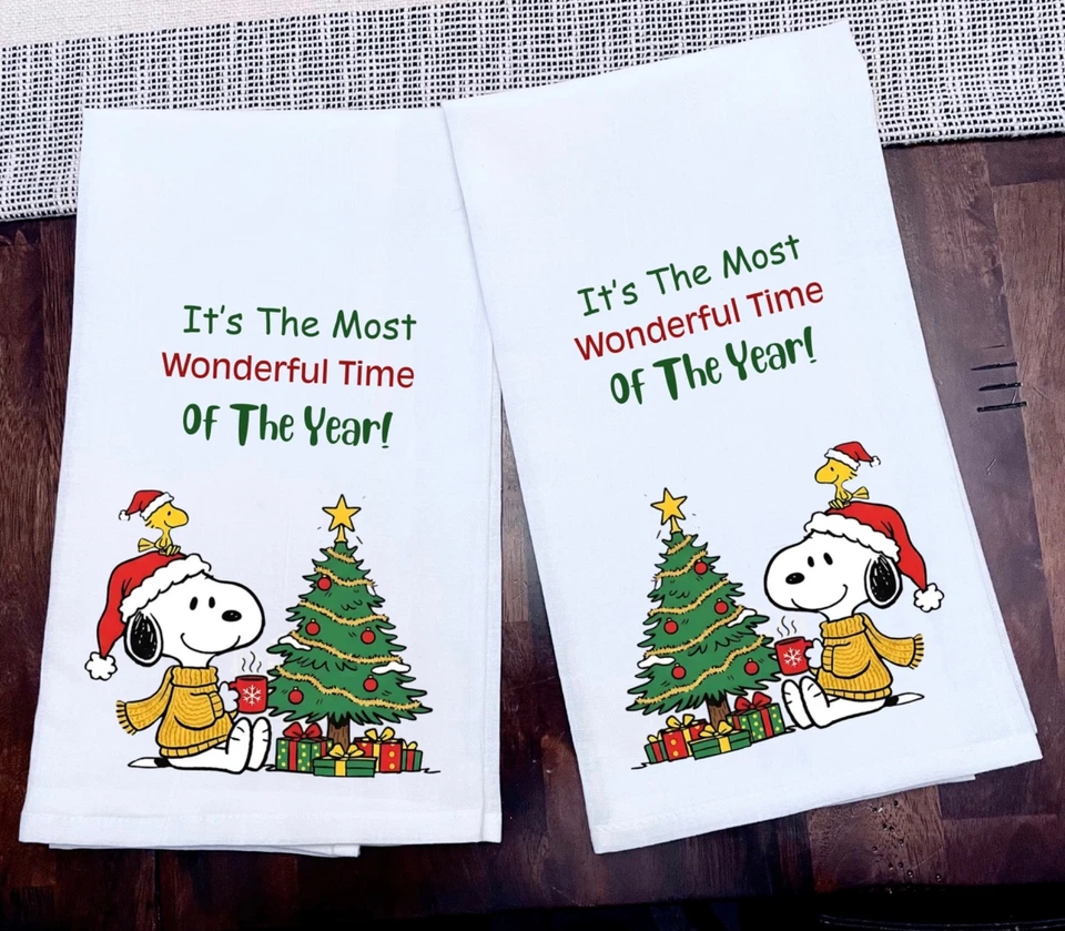 Toalla de Cocina Navidad Snoopy Woodstock Toalla de Té Tinta 100% Algodón Tamaño 28x28 Foto 1 de 1