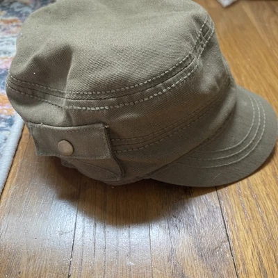 Boné militar marrom ajustado de algodão ajustável - Imagem 1 de 3