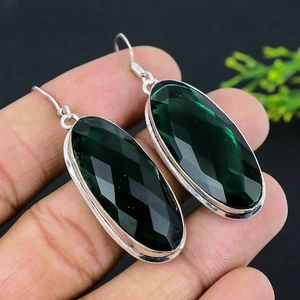 Chrome Diopside Gemstone Handmade 925 Sterling Silver Jewelry Earring 2.17" n112 - Picture 1 of 4