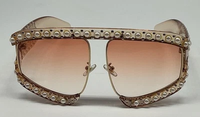 Gafas de sol para mujer de gran tamaño perladas gafas marco grande retro mujer lujo moda Foto 1 de 4
