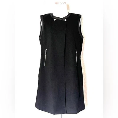 Chaleco Largo Lafayette 148 New York Dayle Pequeño Negro Bolsillos Broches Cintura Ajustable Foto 1 de 4