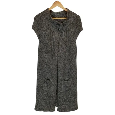 Cárdigan plumero largo manga gorra gris BCBGMAXAZRIA para mujer talla grande  Foto 1 de 4