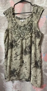 BLUE VELVET Brand Women’s Sleeveless Scoop Neck Top With Ruffled Neckline Sz XL - Picture 1 of 11