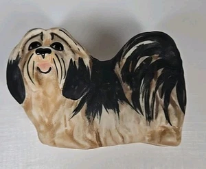 Vintage Porcelain Trinket Box Handmade 3D Dog Shih-Tzu Signed by Carol Halmy - Picture 1 of 14