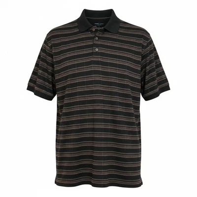 Michael Austin Golf Polo Shirt Men's Size Large Short Sleeves Black Brown - Image 1 of 4