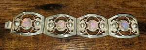VINTAGE 1940'S STERLING - 7" Opal Link Bracelet hecho en mexico 925 - Picture 1 of 5