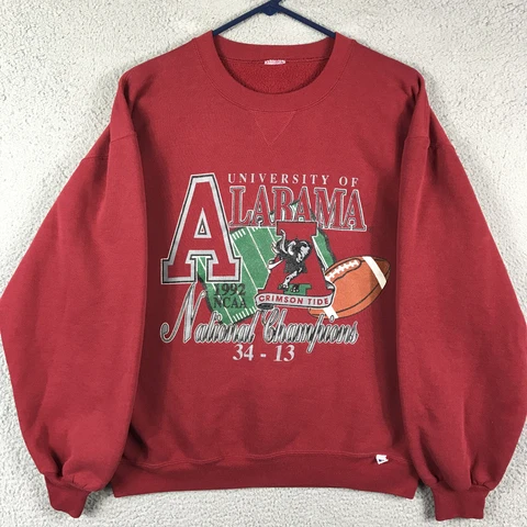 Vintage Alabama Crimson Tide Sweatshirt Mens Large Red 1992 National Champions Cover