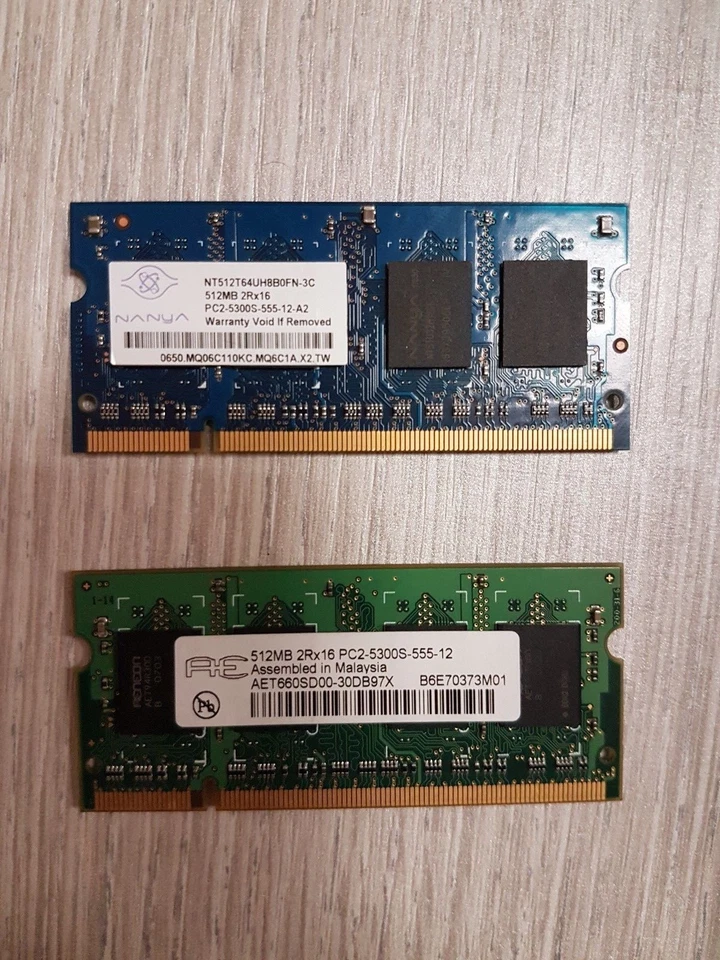 1GB (2X512MB) RAM DDRII DDR2 PC2-5300S 555 MEMORIA NOTEBOOK LAPTOP PORTATILE - Immagine 1 di 1