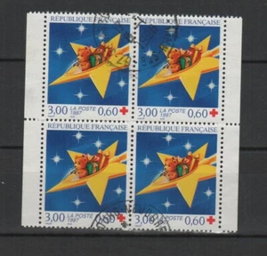 France 1997 Croix-Rouge ourson en peluche bloc 4 timbres oblit./TR7217 - Picture 1 of 1