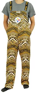 Zubaz NFL Men's Pittsburgh Steelers Zebra Printed Team Bib Overalls - Picture 1 of 9