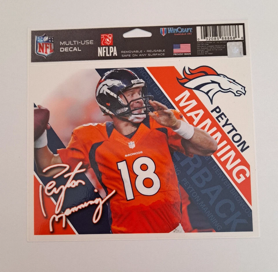 Payton Manning #18 Denver Broncos Multi Use Decal NFL — 第 1/1 张图片