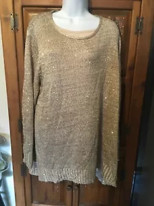 NUEVO CON ETIQUETAS CHELSEA & THEODORE Suéter Moca Ligero Con Subrayado Camiseta sin Mangas y Lentejuelas 2X - Imagen 1 de 7