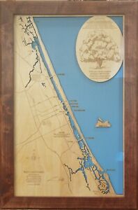Ormond Beach and Daytona Beach, Florida - Laser Cut Wood Map | Wall Art