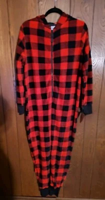 NWT *READ DESCRIPTION* Women's One Piece Pajamas Red Black Large L Buffalo Check - Image 1 of 4