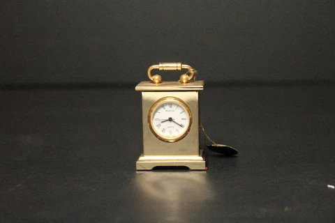 Vtg Bulova B0503 Musette Miniature Mantel Desk Lantern Clock Mini Solid Brass Cover