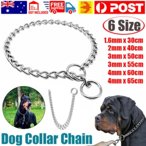 Heavy Duty Choker Collar Chain Dog Pet Slip Check Chains Round Twist Link Chrome - Picture 1 of 21