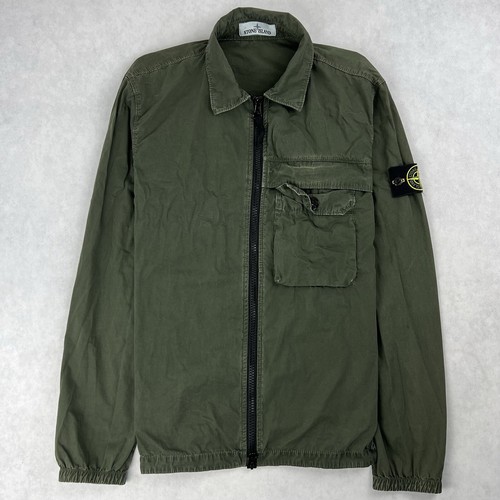 Stone Island sovracamicia full zip verde giacca cappotto medio 2862