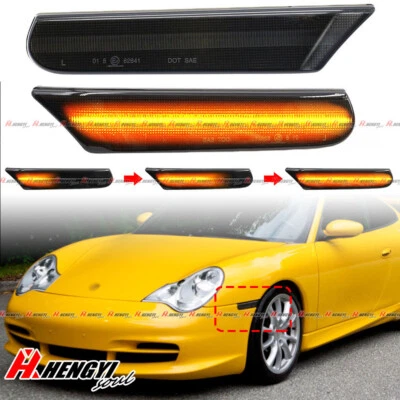2x For 97-04 Porsche 911 996 986 Dynamic LED Side Marker Bumper Indicator Light - Image 1 of 4
