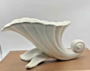 Abingdon Pottery Vase Planter Cornucopia Horn White Vintage 1930s, 9”x 5” - Picture 1 of 8