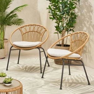 Kiante Outdoor Wicker Chair with Cushion (Set of 2) - Picture 1 of 6