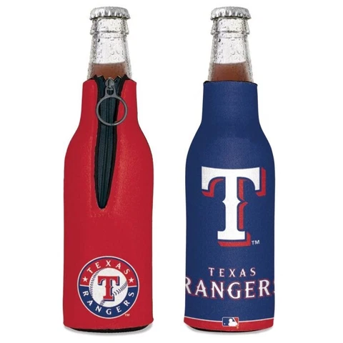 TEXAS RANGERS 2 SIDED BOTTLE HOLDER COOZIE KOOZIE COOLER WITH ZIPPER Cover