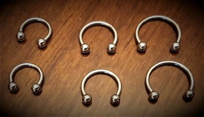 Juego de 3 anillos de herradura calibre 16 3 tamaños 8 10 y 12 mm acero inoxidable nariz oreja Foto 1 de 4