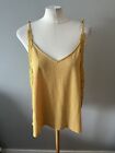 Ladies Next Mustard Yellow V Neck Tie Sleeve Embroidered Trim Top Size 18 