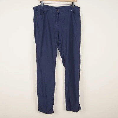 Brora Navy Blue Linen Blend Straight Trousers Womens Pants Sz UK 18 US 14 - Image 1 of 4