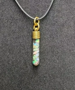 Australian Crystal Opal Chips (Glass Vile) Necklace .P195 - Picture 1 of 9