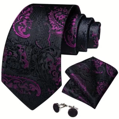 Men's Neck Tie Formal Business Wedding Special Occasions-Black & Purple - image 1 of 2